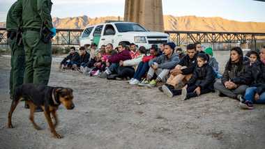 A group of migrants detained by border patrol