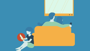 Illustration of people watching tv